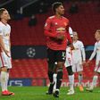 Marcus Rashford celebrates scoring his third goal and Manchester United's fifth in their big win over RB Leipzig