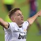Manu Vallejo celebrates after scoring his second in Valencia's 4-2 win over Levante on Sunday.