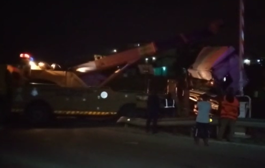 Moving train crashes into articulated truck in Takoradi