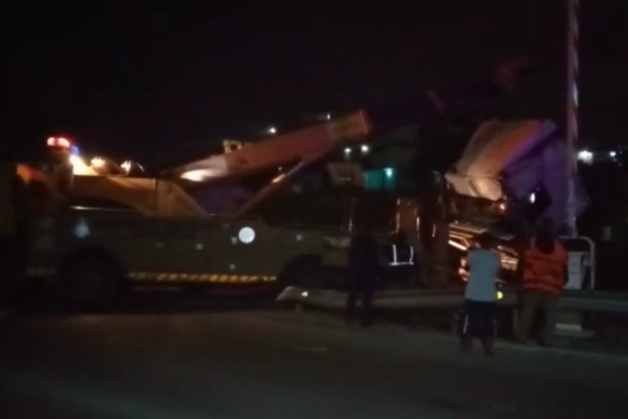 Moving train crashes into articulated truck in Takoradi