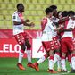 Monaco forward Kevin Volland (C) celebrates his first goals in Ligue 1