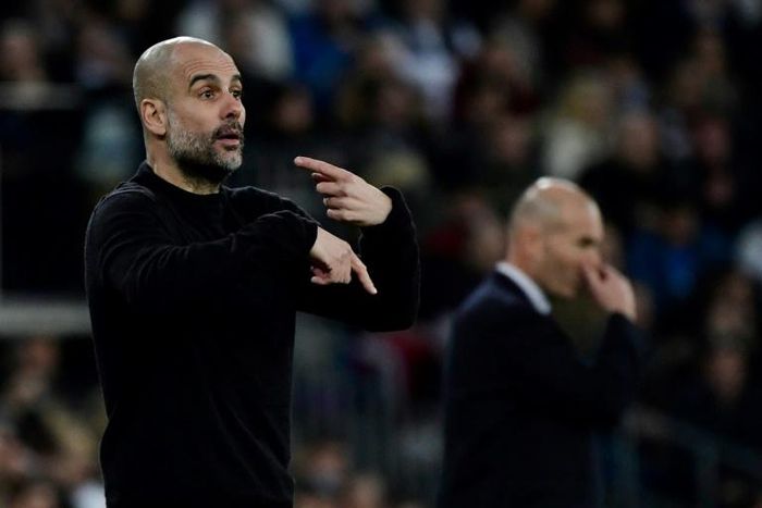 Manchester City manager Pep Guardiola (left) takes on Real Madrid coach Zinedine Zidane (right) when the Champions League resumes on Friday