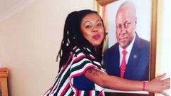 Afia Schwarzenegger with Mahama's portrait