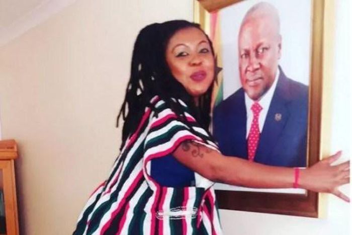 Afia Schwarzenegger with Mahama's portrait