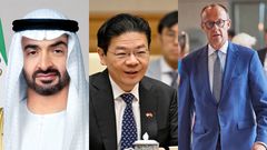 Sheikh Mohamed bin Zayed Al Nahyan via oceanpanel.org, 
Friedrich Merz. Joachim-Friedrich Martin Josef Merz, Credit: IMAGO/Christian Ditsch. 
Singapore Prime Minister Lawrence Wong during a meeting in Vietnam [File: Nhac Nguyen/AFP]