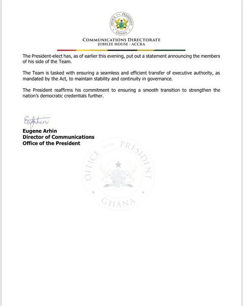 Check full list of Akufo-Addo and John Mahama’s 2024 Transition Team
