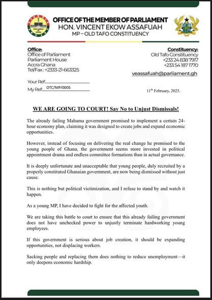 Old Tafo MP to sue Mahama gov’t over revocation of last-minute recruitment