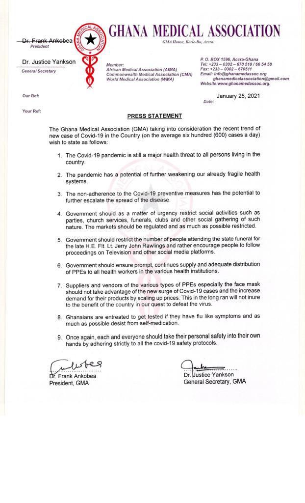 Statement from Ghana Medical Association (GMA)