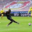 Moussa Diaby fires Bayer Leverkusen ahead against Borussia Dortmund on Tuesday