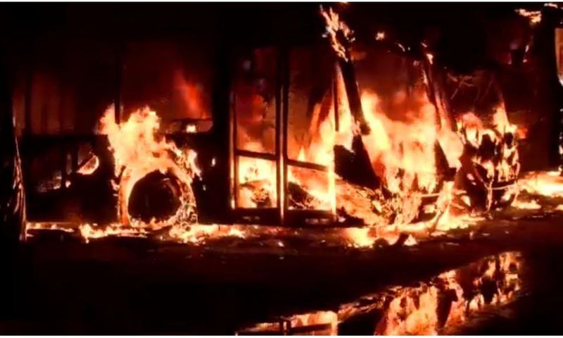 Four Ayalolo buses burnt completely after fire gutted STC’s Ashanti regional workshop
