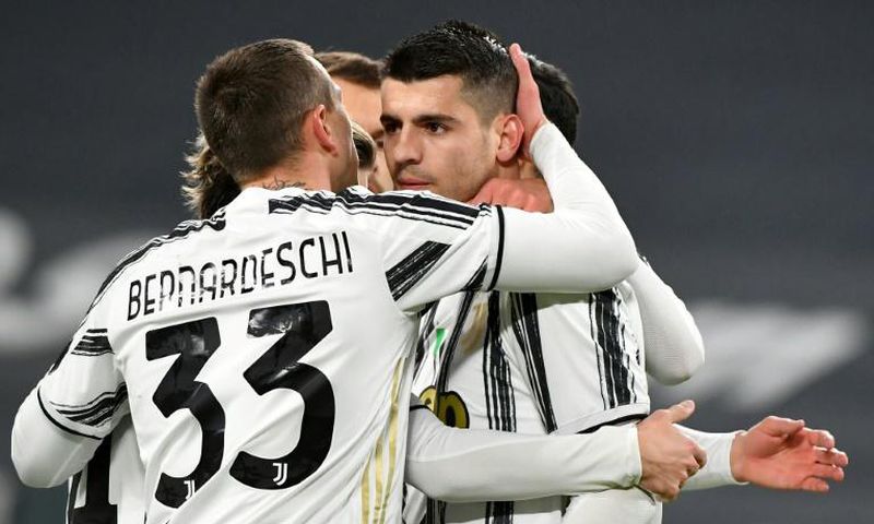 Morata (C) opened the scoring for Juventus from the penalty spot