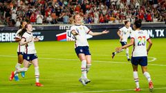 Sam Mewis celebrates after scoring the winning goal in the USA's 1-0 friendly victory against Portugal on Thursday