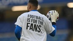 Players wore T-shirts expressing their opposition to plans for a European Super League ahead of Chelsea's Premier League match with Brighton