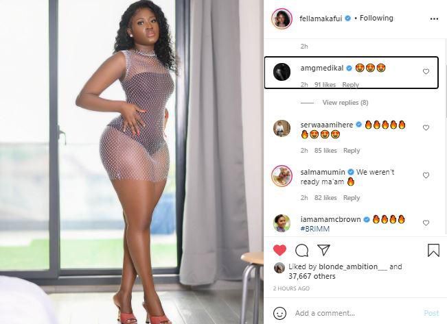 Fella Makafui's leaves her body on display, Medikal reacts