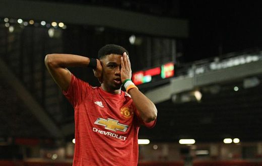 Manchester United's Amad Diallo celebrates scoring against AC Milan