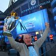 Manchester City fans celebrate winning the Premier League title