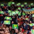Manchester United fans held up placards calling on the Glazer family to sell the club during Tuesday's 1-1 draw with Fulham
