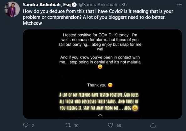 Sandra Ankobiah's trashes COVID-19 report