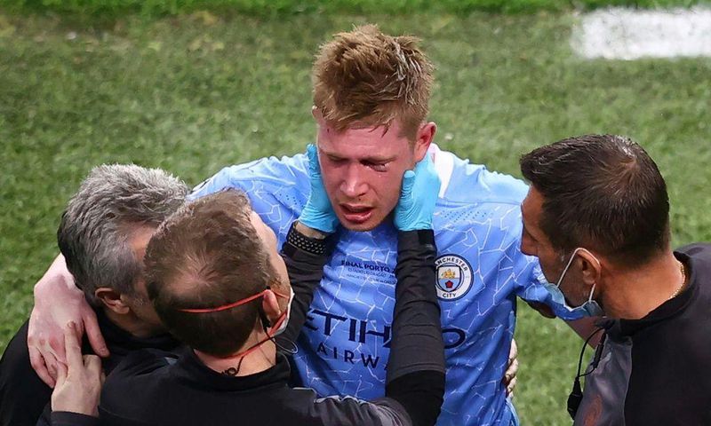 De Bruyne was forced off in the Champions League final