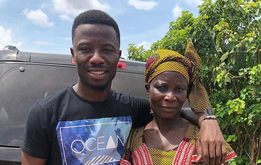 Kwaku Manu with mum