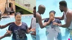 Photos: Nana Agradaa gets baptized after ‘repenting’
