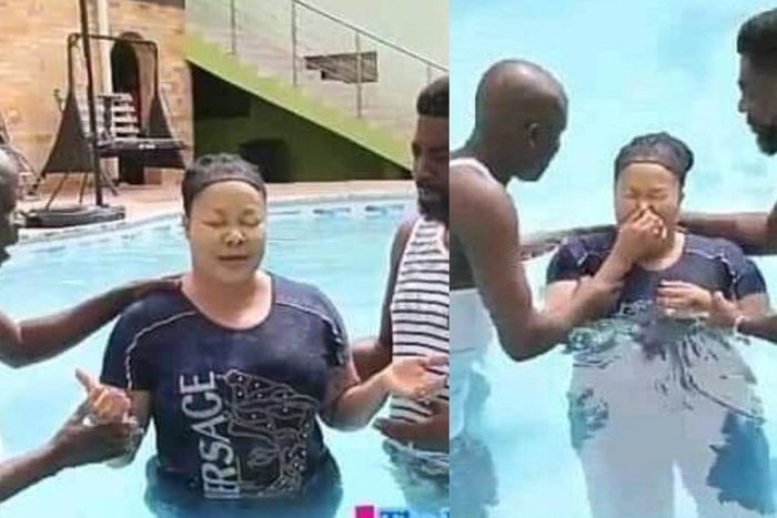 Photos: Nana Agradaa gets baptized after ‘repenting’