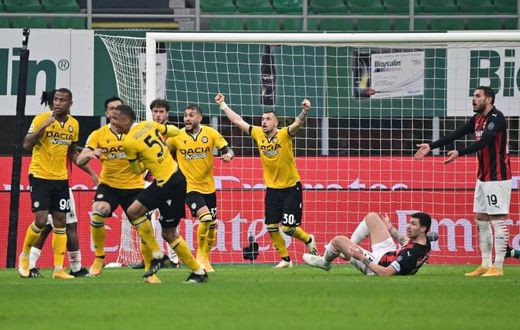 Brazilian defender Rodrigo Becao headed Udinese in front against AC Milan