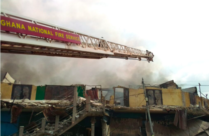 Several shops gutted by fire at Aboabo station