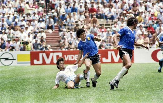England's Steve Hodge, seen here tackling Diego Maradona during the famous 1986 World Cup match, has said the Argentinian's shirt from the game is 'not for sale'