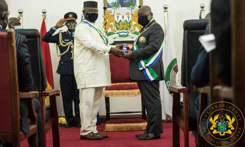 Photos: Akufo-Addo conferred with highest national award in Sierra Leone