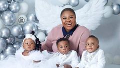 Rev Obfour's wife with her triplets
