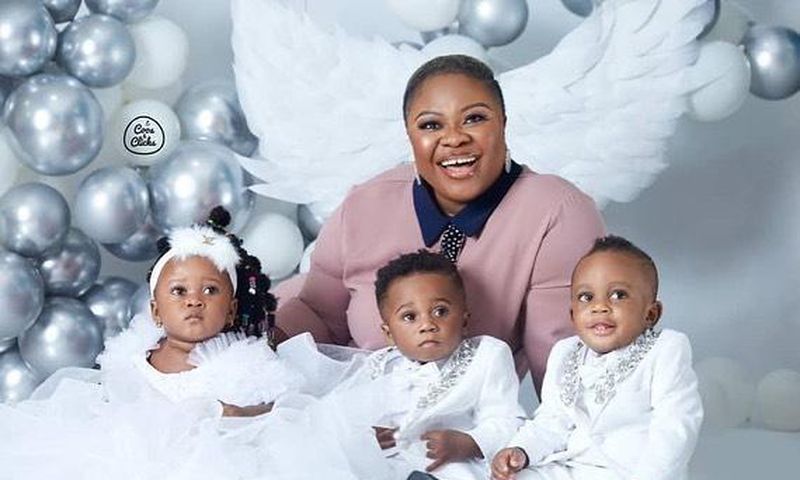 Rev Obfour's wife with her triplets
