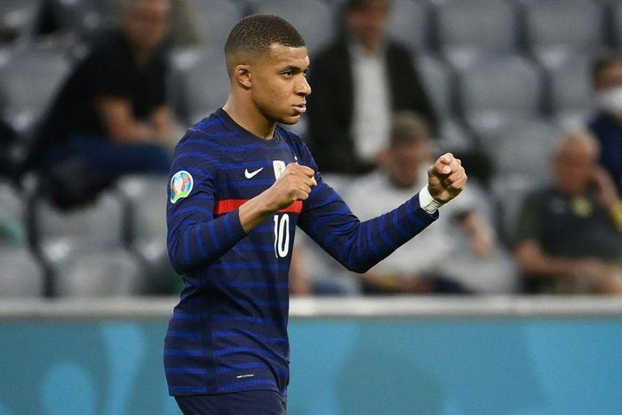 France forward Kylian Mbappe celebrates their win over Germany at Euro 2020 on Tuesday