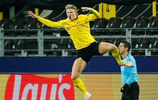 Borussia Dortmund forward Erling Haaland has scored 20 goals in 14 Champions League appearances