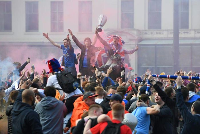 Rangers have condemned the behaviour of their fans who clashed with police on Saturday in Glasgow city centre