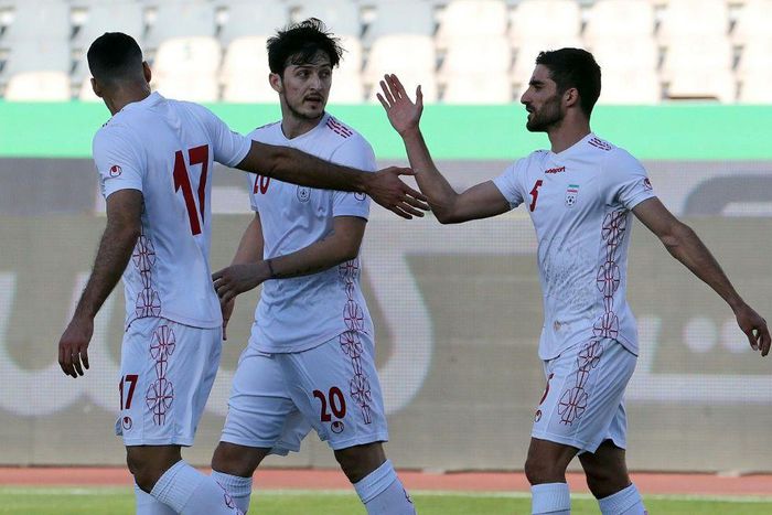 Sardar Azmoun (C) picture here during a friendly against Syria, scored the only goal in his country's win over Iraq