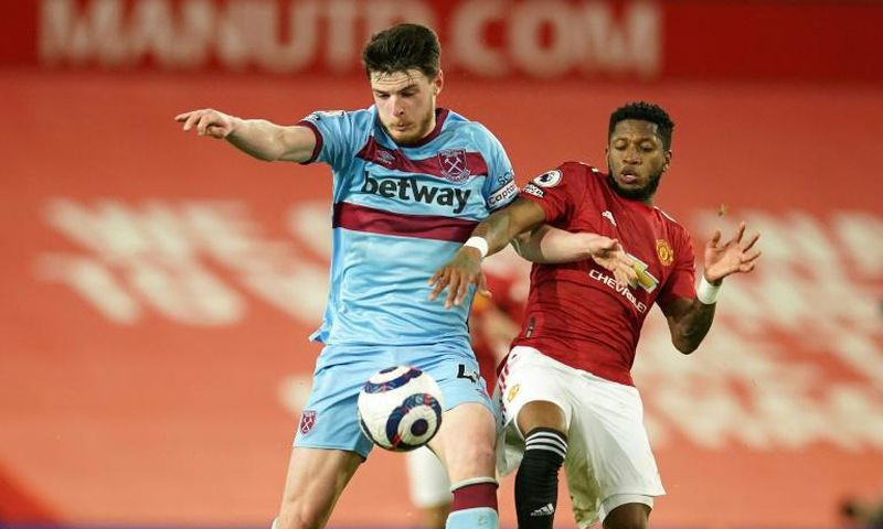 West Ham's Declan Rice (left)could be out for four weeks