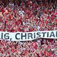 Fans showed their support for Christian Eriksen during Denmark's 2-1 loss to Belgium