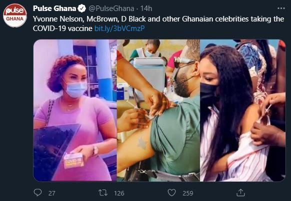Ghanaians react to Ghanaian celebrities taking COVID-19 vaccine