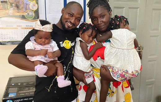 Funny Face with baby mama and children