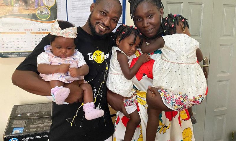 Funny Face with baby mama and children