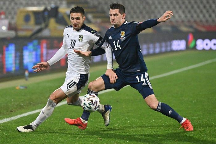 Scotland midfielder Kenny McLean (R) is devastated to be missing his country's Euro 2020 finals campaign due to a knee injury