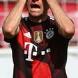 Bayern Munich forward Thomas Mueller shows his frustration after defeat at Mainz