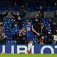 Olivier Giroud celebrates in front of the Chelsea fans, who were back at Stamford Bridge for the first time since March