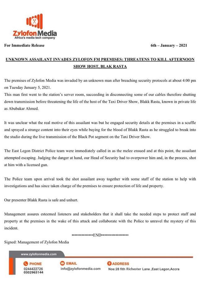 Statement from Zylofin Media