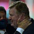 Team work: Barcelona coach Ronald Koeman celebrates with club president Joan Laporta at the end of last week's Copa del Rey