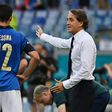 Italy coach Roberto Mancini with goalscorer Matteo Pessina