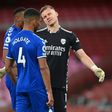 Howler: Arsenal goalkeeper Bernd Leno at the end of the game