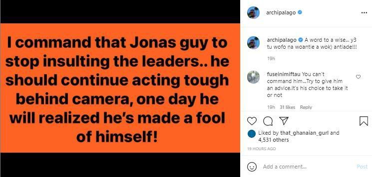 Archipalago warns Twene Jonas