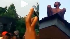 Alleged wizard returning from spiritual meeting crash-lands on somebody’s rooftop